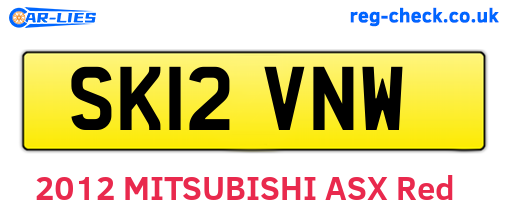 SK12VNW are the vehicle registration plates.