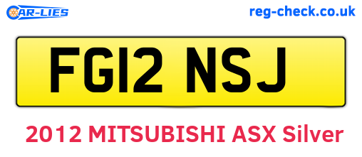 FG12NSJ are the vehicle registration plates.