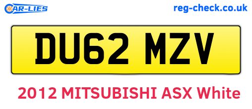 DU62MZV are the vehicle registration plates.