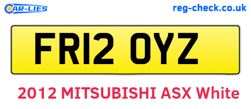 FR12OYZ are the vehicle registration plates.