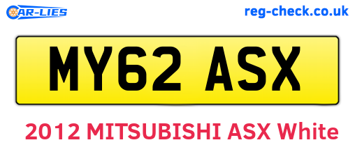 MY62ASX are the vehicle registration plates.