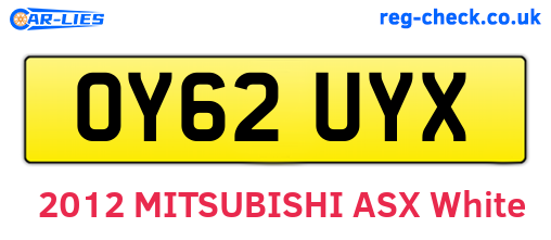 OY62UYX are the vehicle registration plates.