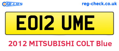 EO12UME are the vehicle registration plates.