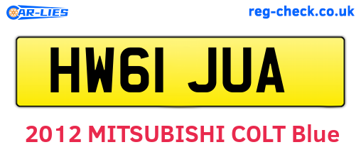 HW61JUA are the vehicle registration plates.