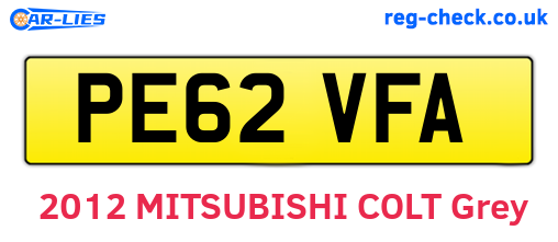 PE62VFA are the vehicle registration plates.