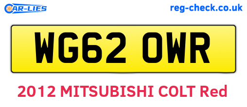 WG62OWR are the vehicle registration plates.