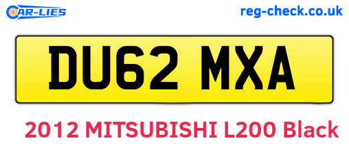 DU62MXA are the vehicle registration plates.