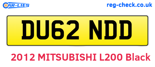 DU62NDD are the vehicle registration plates.