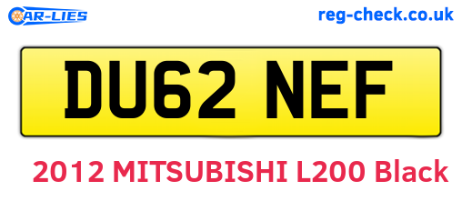 DU62NEF are the vehicle registration plates.