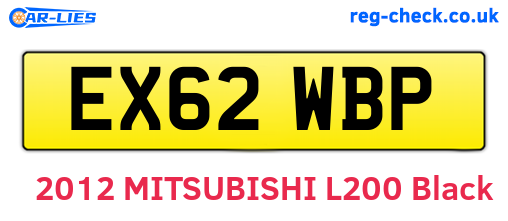 EX62WBP are the vehicle registration plates.