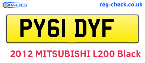 PY61DYF are the vehicle registration plates.