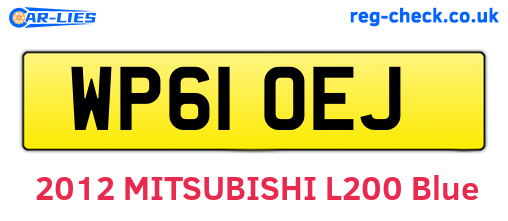 WP61OEJ are the vehicle registration plates.