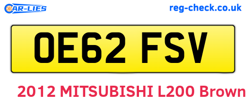 OE62FSV are the vehicle registration plates.