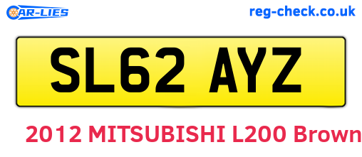SL62AYZ are the vehicle registration plates.