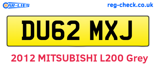 DU62MXJ are the vehicle registration plates.