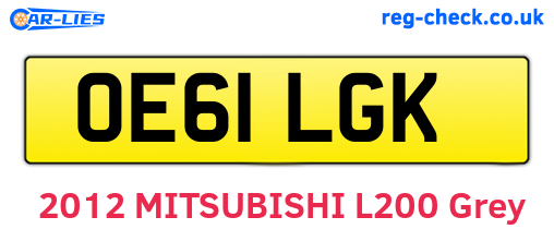OE61LGK are the vehicle registration plates.