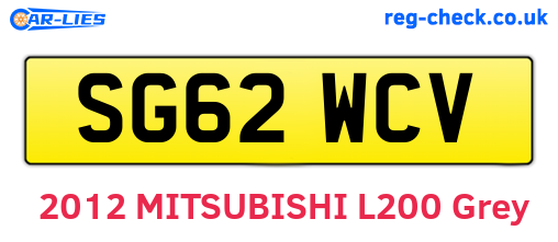 SG62WCV are the vehicle registration plates.