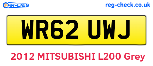 WR62UWJ are the vehicle registration plates.
