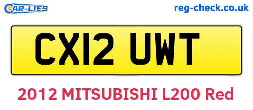 CX12UWT are the vehicle registration plates.