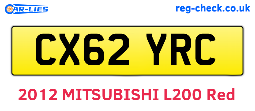 CX62YRC are the vehicle registration plates.