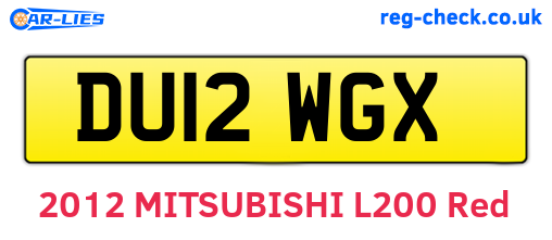 DU12WGX are the vehicle registration plates.