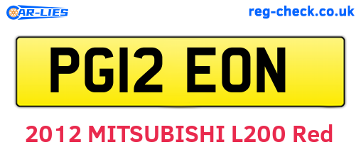 PG12EON are the vehicle registration plates.