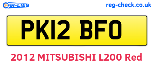 PK12BFO are the vehicle registration plates.