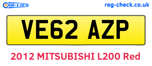 VE62AZP are the vehicle registration plates.