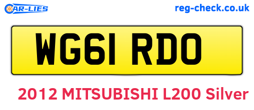 WG61RDO are the vehicle registration plates.