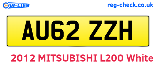 AU62ZZH are the vehicle registration plates.