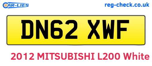 DN62XWF are the vehicle registration plates.
