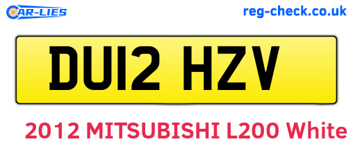 DU12HZV are the vehicle registration plates.