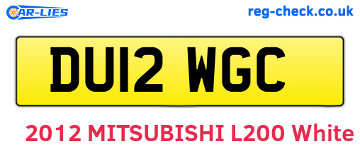 DU12WGC are the vehicle registration plates.