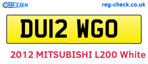 DU12WGO are the vehicle registration plates.