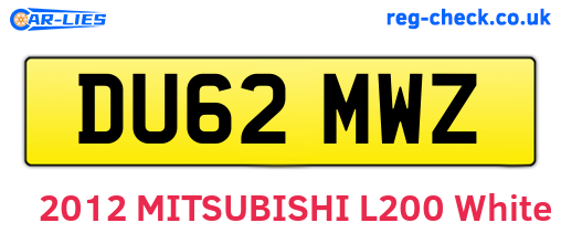 DU62MWZ are the vehicle registration plates.