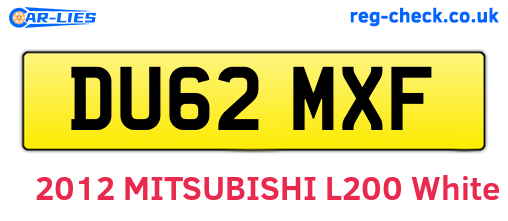 DU62MXF are the vehicle registration plates.
