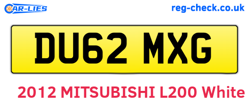 DU62MXG are the vehicle registration plates.