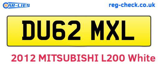 DU62MXL are the vehicle registration plates.