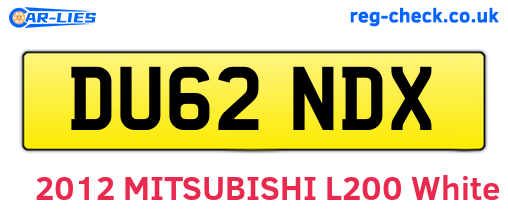 DU62NDX are the vehicle registration plates.