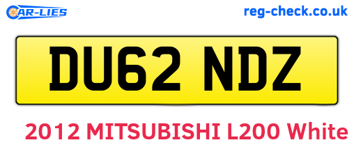 DU62NDZ are the vehicle registration plates.