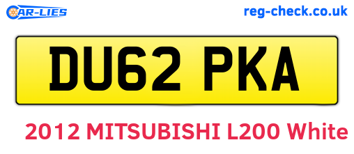 DU62PKA are the vehicle registration plates.