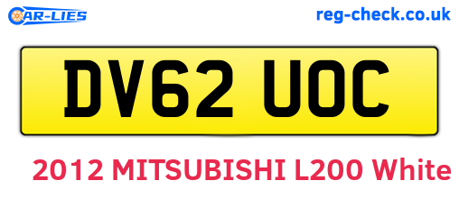 DV62UOC are the vehicle registration plates.