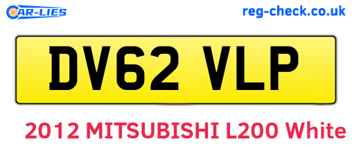 DV62VLP are the vehicle registration plates.