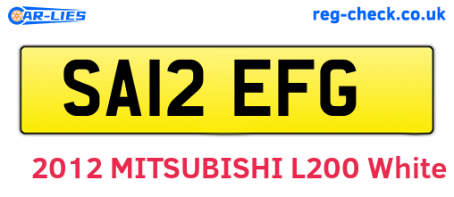SA12EFG are the vehicle registration plates.