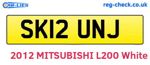 SK12UNJ are the vehicle registration plates.
