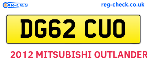 DG62CUO are the vehicle registration plates.