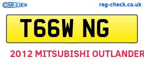 T66WNG are the vehicle registration plates.