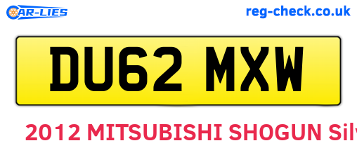 DU62MXW are the vehicle registration plates.