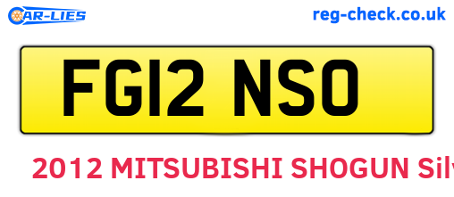 FG12NSO are the vehicle registration plates.