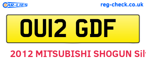 OU12GDF are the vehicle registration plates.